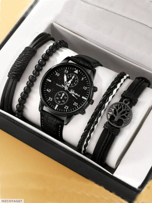 Men Watch Business Gift Suit Holiday Birth Day Gift Suit Bracelet Necklace Watch Suit 3pc S/se