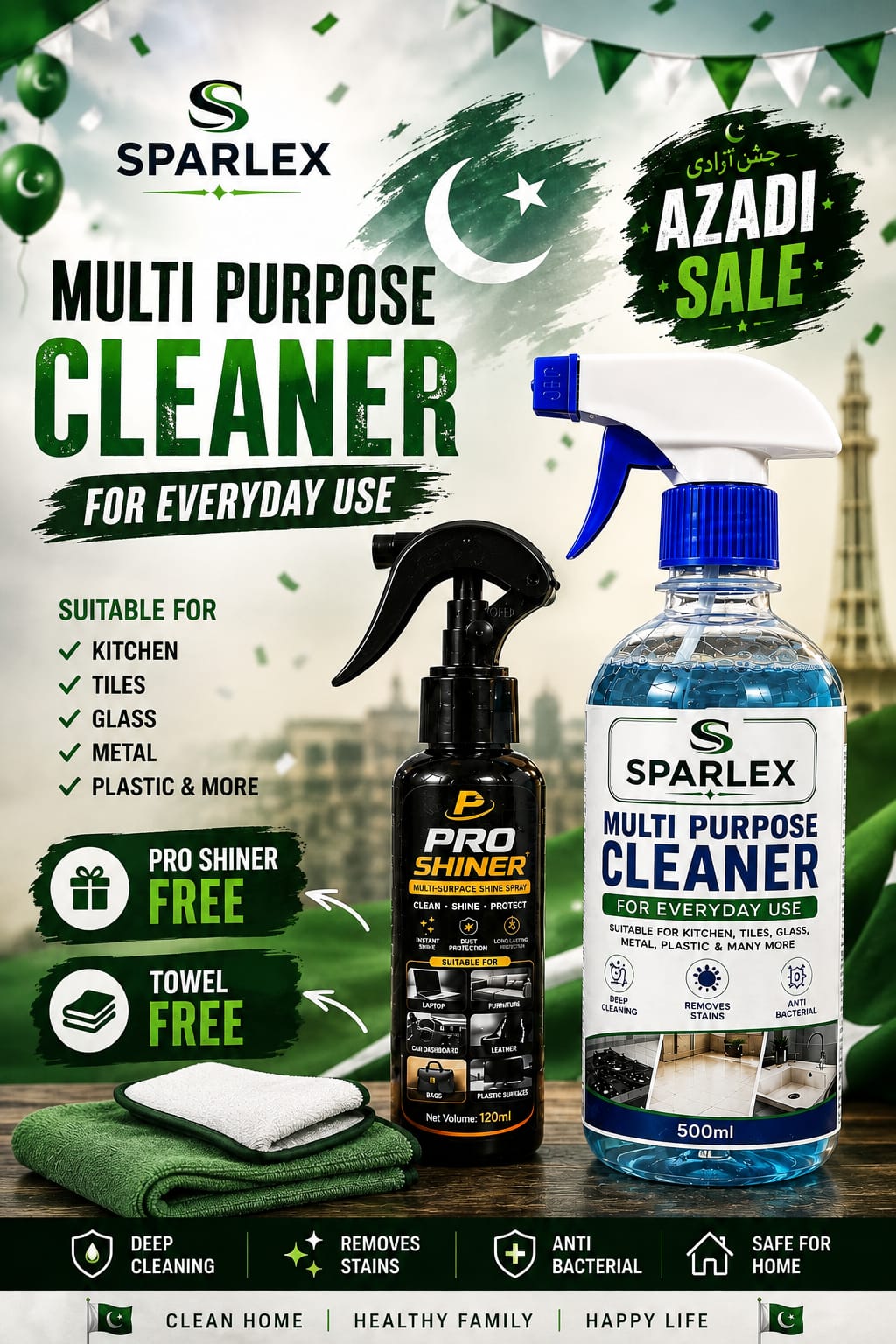 Sparlex Multi Purpose Cleaner ( “deal “ Pro Shiner +Towel Free)